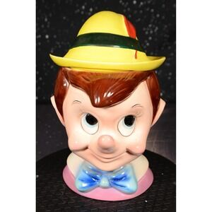 RARE Pinocchio Head Cookie Jar Walt Disney Vintage Disneyana Collectible‎